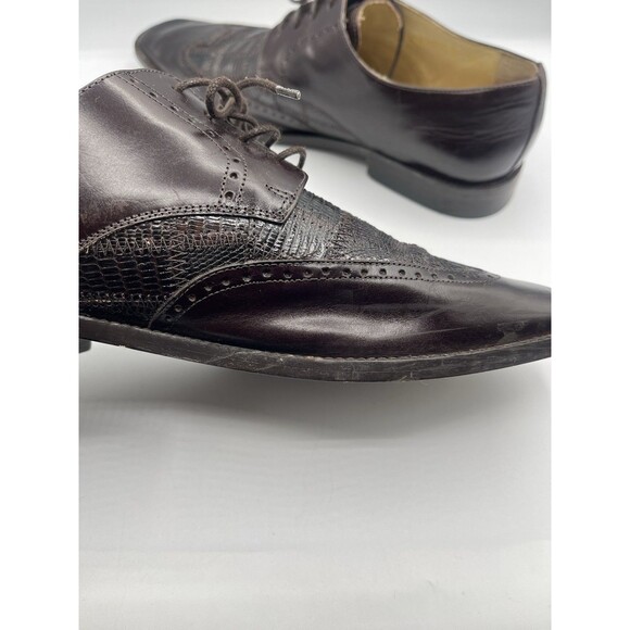 STEVE HARVEY Ontario-2 Genuine Lizard Square Toe Wingtip Oxford Dress Shoes 11.5 main image 7